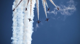 jaymug: A photograph of the Red Arrows performing at the Santander British Grand Prix 2010, Silverst